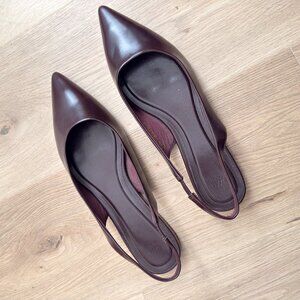 H&M Pointed Toe Slingback Flats in Dark Brown